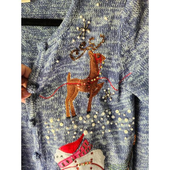 Christopher & Banks Hand Embroidered Christmas Holiday  Sweater Size Small - Picture 3 of 9